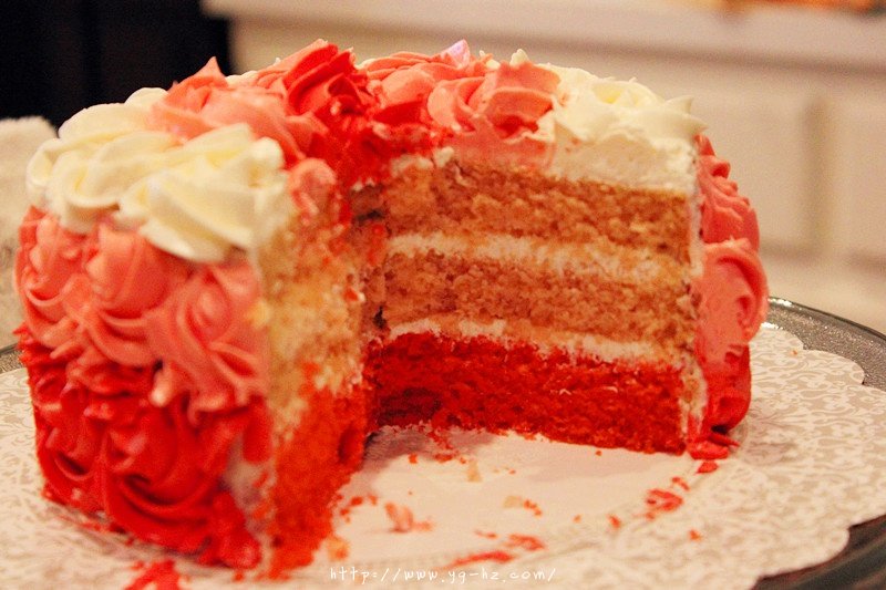 yellow cake蛋糕胚和渐变玫瑰花裱花方法的做法 步骤7