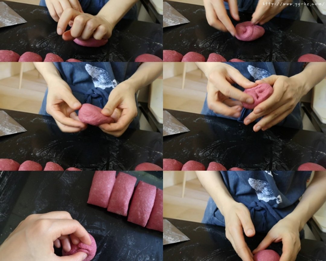 中种芋泥红豆软面包（多图详解手揉面团）的做法 步骤17