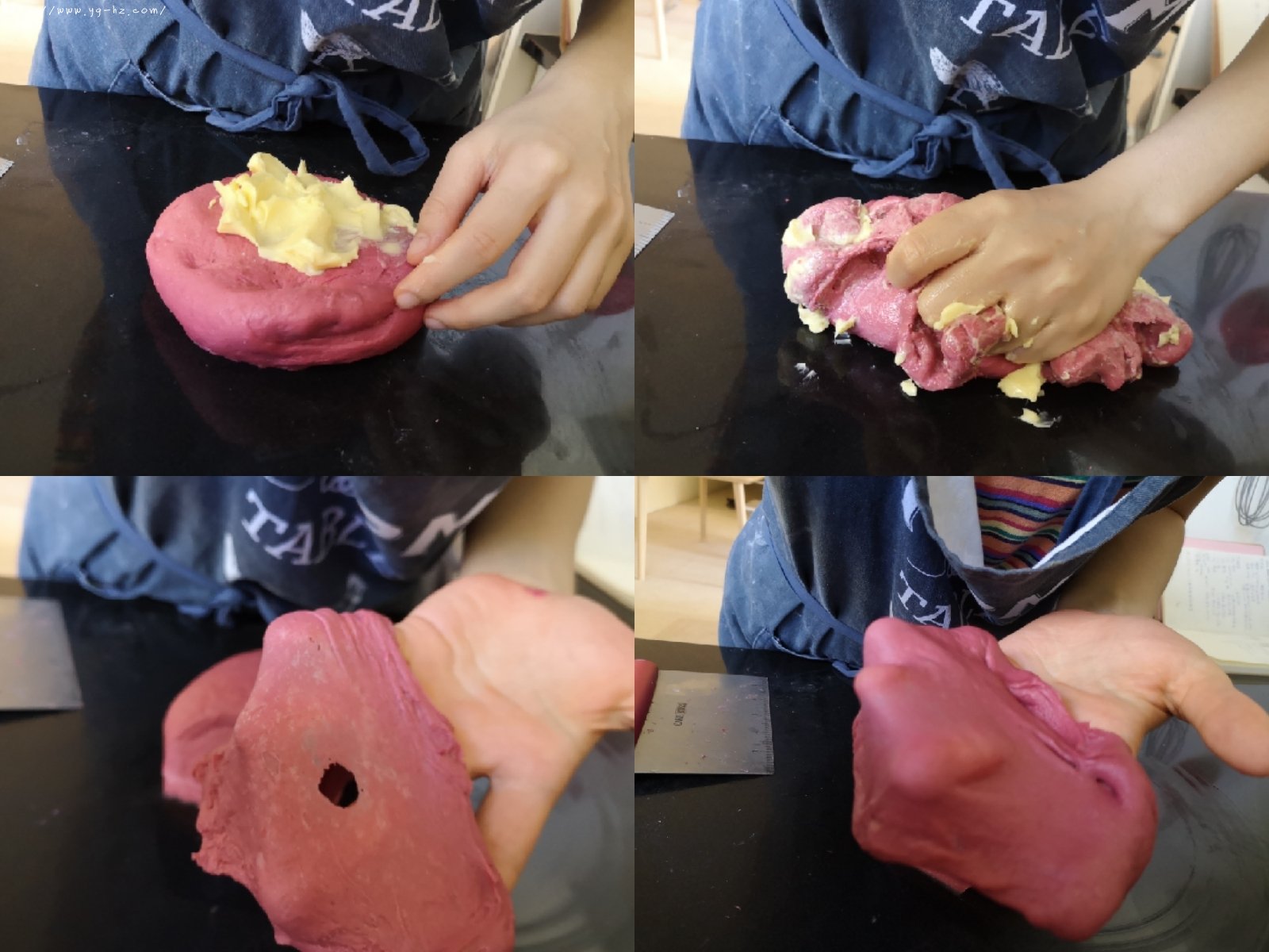中种芋泥红豆软面包（多图详解手揉面团）的做法 步骤12